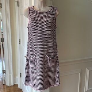 Chanel 2017 Pink, Black, & White Silk Knit Sleeveless Dress
